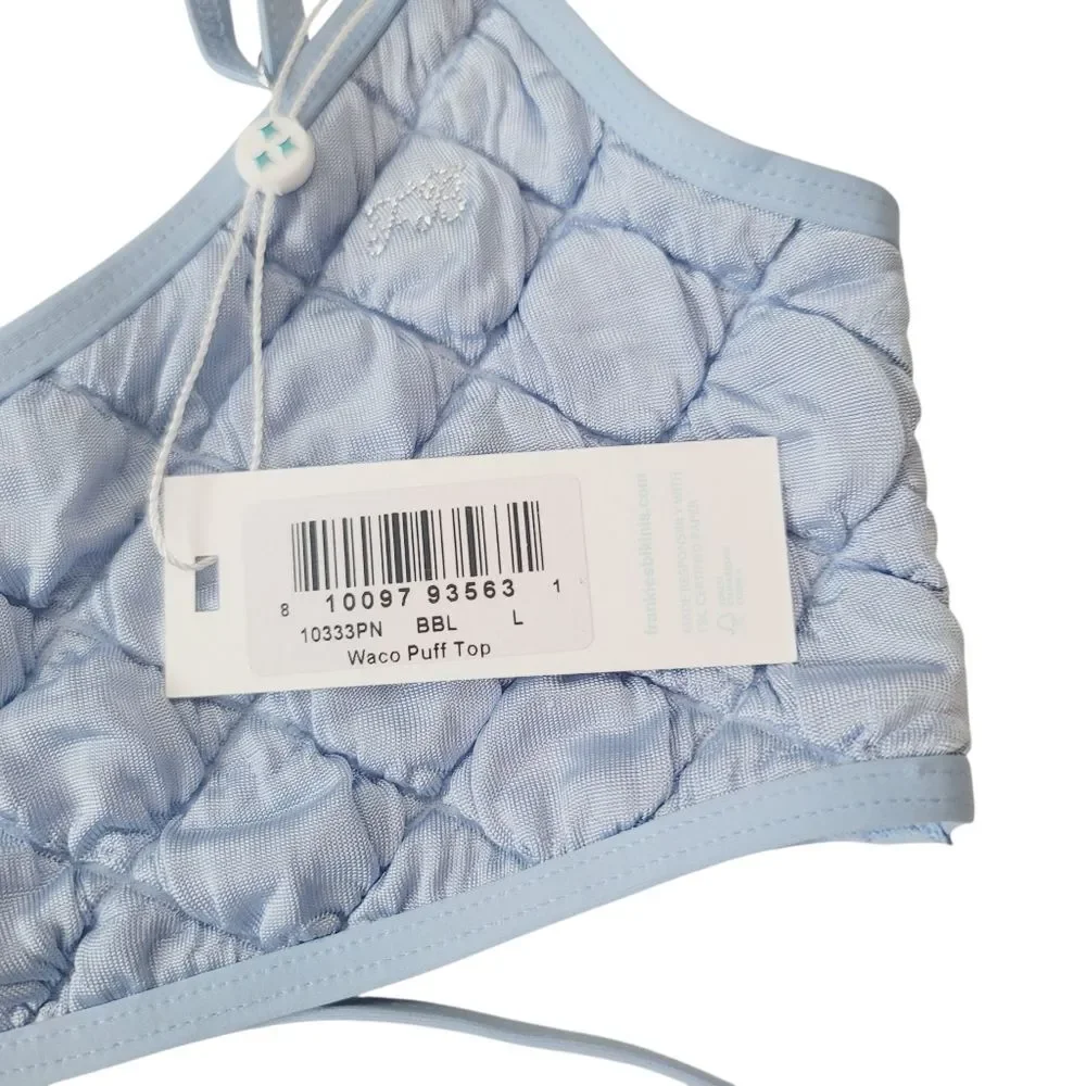NEW Frankies Bikinis Katarina Waco & Dawson Cheeky Bikini Set in Baby Blue Large